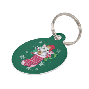 Cats Lover Christmas Funny Cats Owner Pet ID Tag