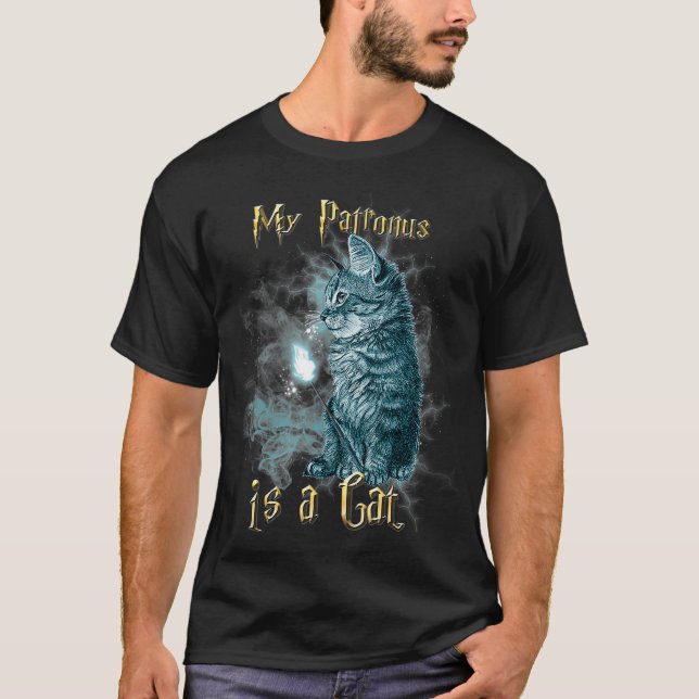 Cats Lover  Cool My Patronus Is A Cat T-Shirt (Front)