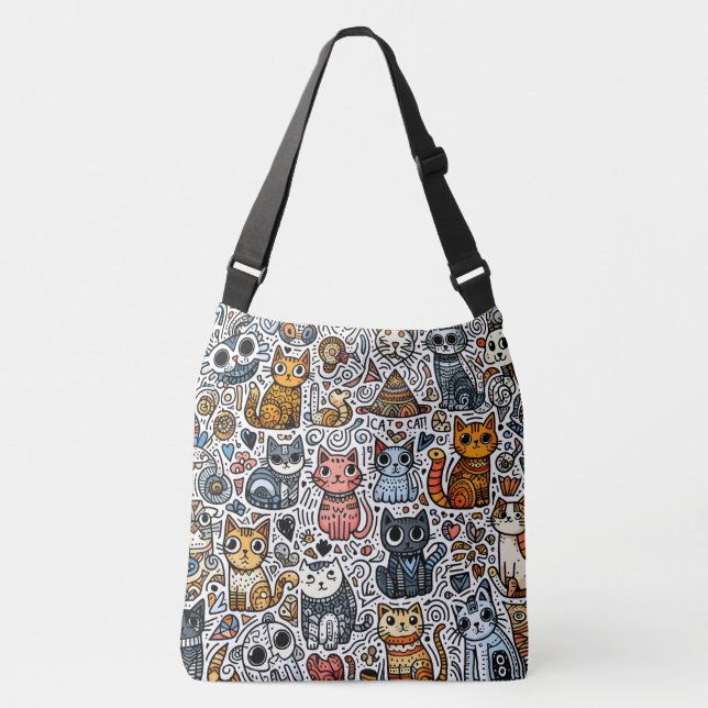 Cats Lover Doodle Cross-body bag (Front)