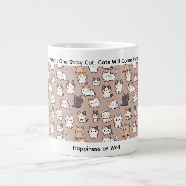 Cats' Lover Funny  Giant Coffee Mug (Front)