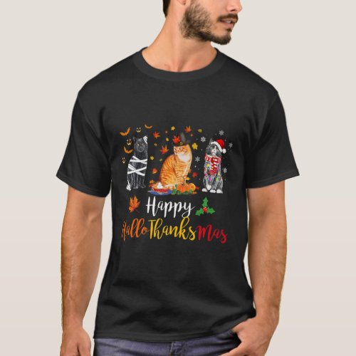 Cats Lover Halloween Merry Christmas Happy Halloth T_Shirt