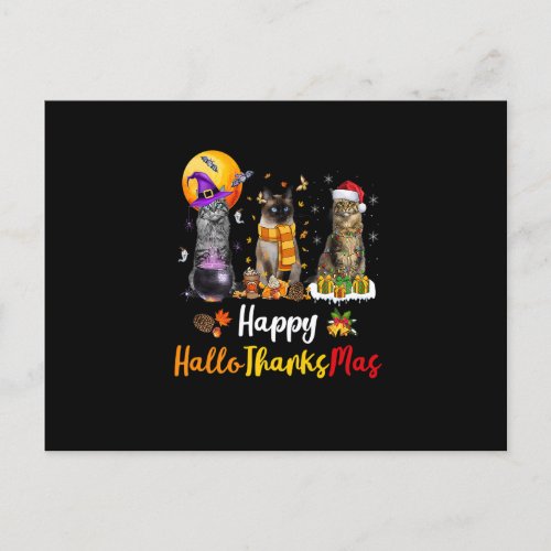 Cats Lover Halloween Thanksgiving Christmas Hallot Holiday Postcard