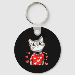Cats Lover Heart Girls Kitten Valentine’s Day Wome Keychain