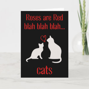 Cats Lover Rose And Red Valentine  Card