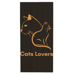 Cats Lover Wood Flash Drive