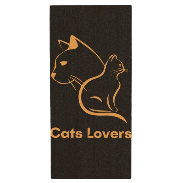 Cats Lover Wood Flash Drive (Front Vertical)