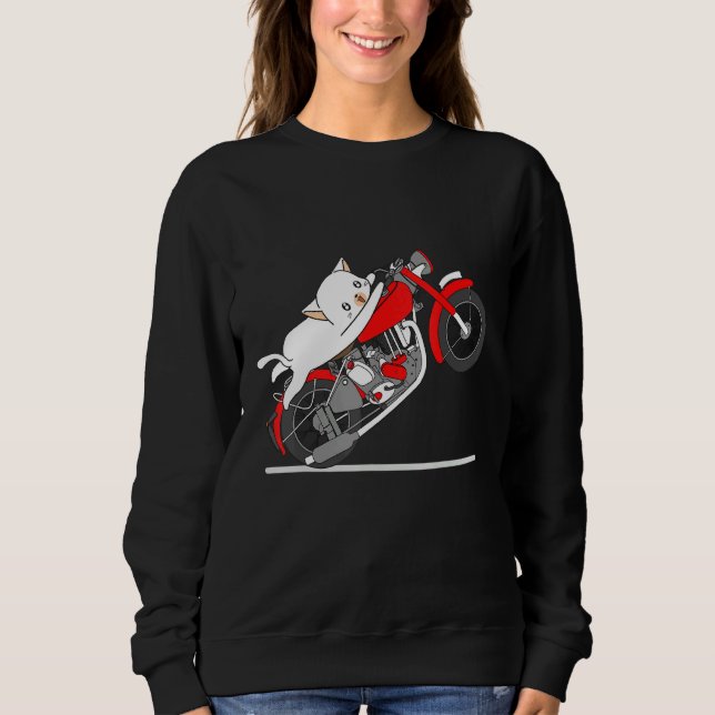 Cats Loves Riding Motorcycle Sweatshirt (Front)