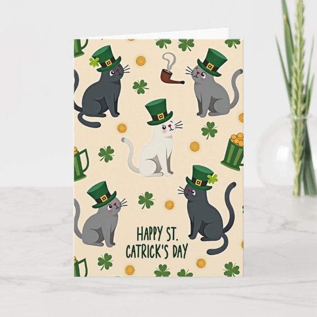 Cats Luck Happy St Patricks Day Card (Front)