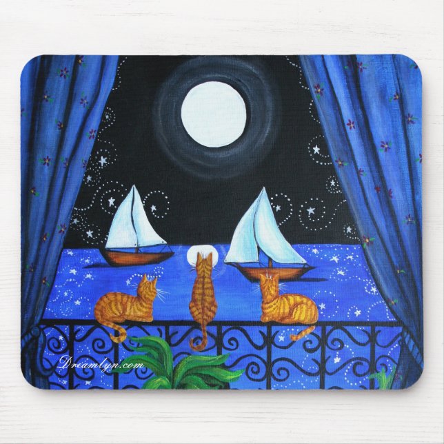 Cats Magical Night Nite Magic Mouse Pad (Front)