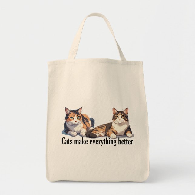 Cats Make Everything Better Adorable Tote Bag (Front)