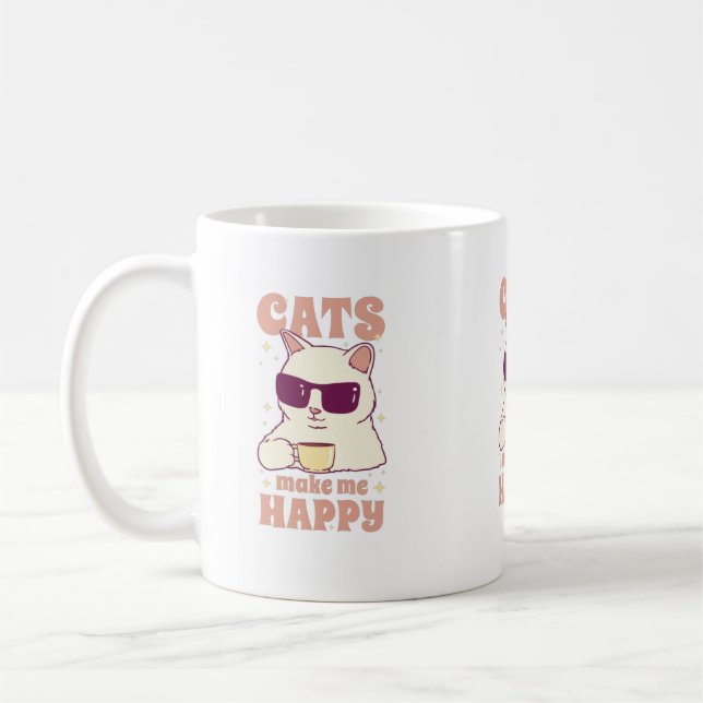 Cats Make Me Happy Mug (Left)