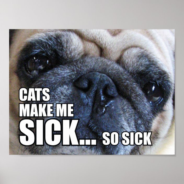 CATS MAKE ME SICK... SO SICK | ALLERGY MEME POSTER | Zazzle.com