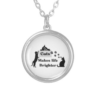 Cats Makes Life Brighter – Sweet Cat Lover Inspira Silver Plated Necklace