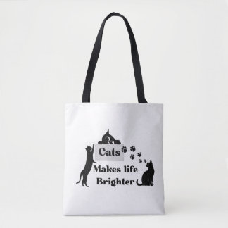 Cats Makes Life Brighter – Sweet Cat Lover Inspira Tote Bag