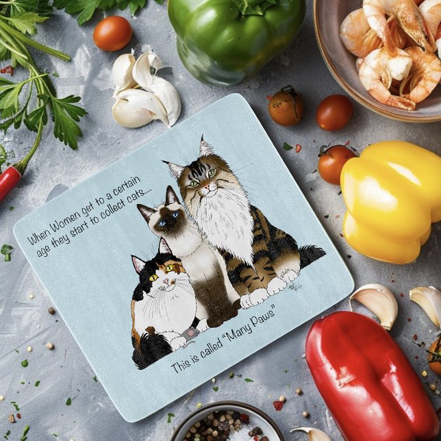 Cats Many Paws Funny Blue Cutting Board (Creator Uploaded)