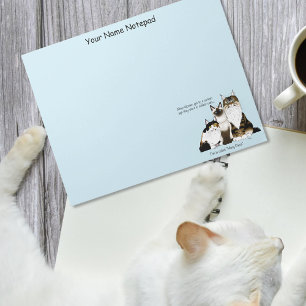 Cats Many Paws Funny Blue Notepad