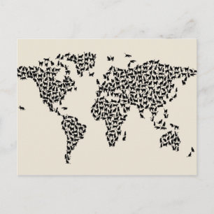 Cats Map of the World Map Postcard