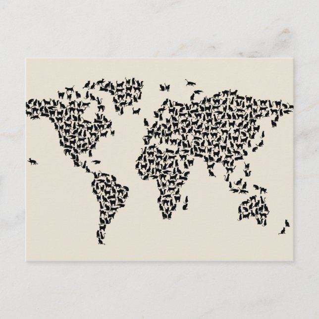 Cats Map of the World Map Postcard (Front)