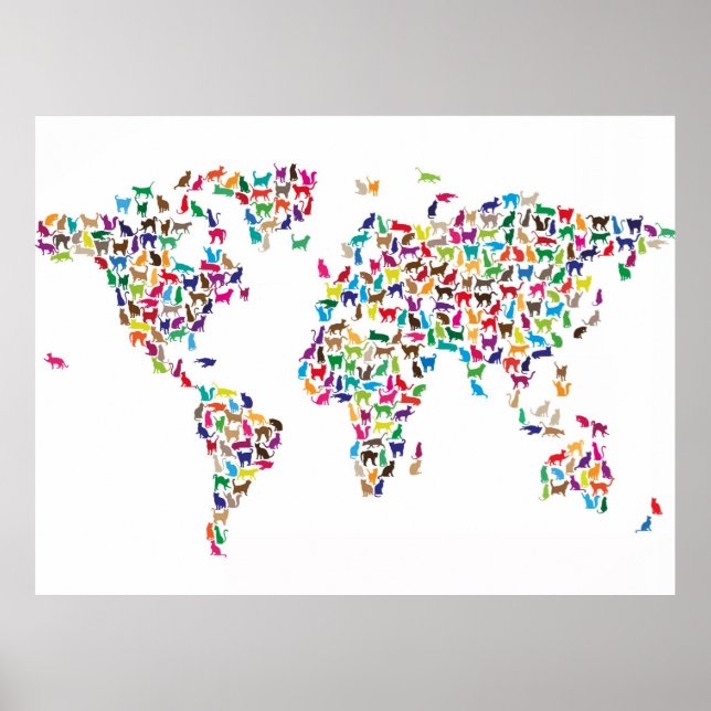 Cats Map of the World Map Poster (Front)