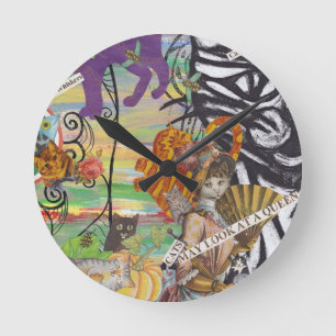 Cats May Look at a Queen Round Clock