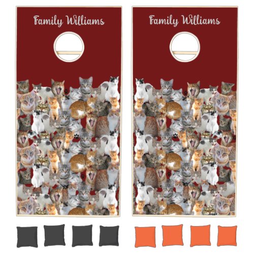 Cats meeting point cute personilazable family  cornhole set