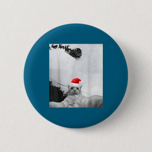 Cats Meme Funny Cat Selfie With Santa Hat Christma Button