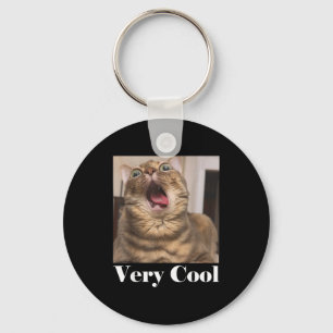 Cats Meme Graphic Silly Cat Humor Funny Cat Very C Keychain