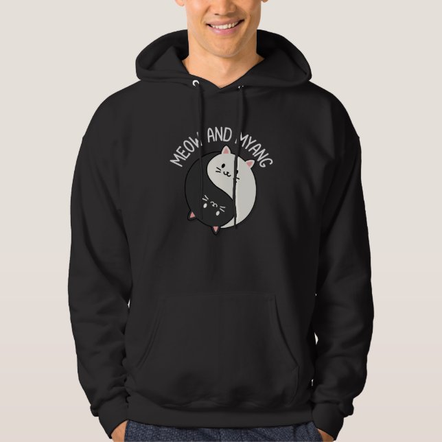 Cats Meow And Myang Chinese Yin Yang Cat Hoodie (Front)