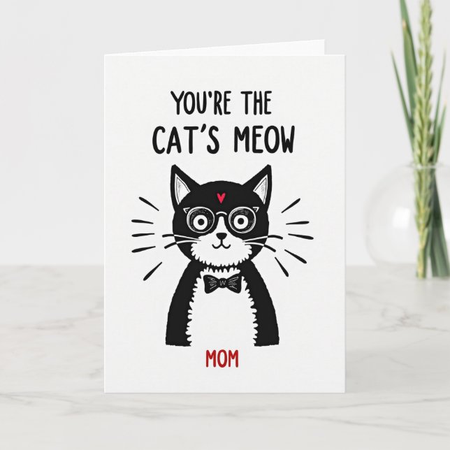 Cats Meow Loving Mom Day Card (Front)