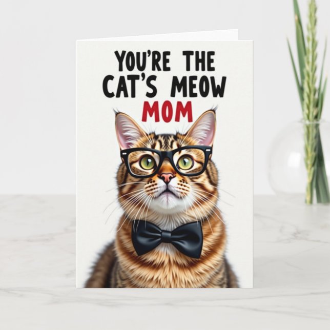 Cats Meow Loving Moms Day Card (Front)