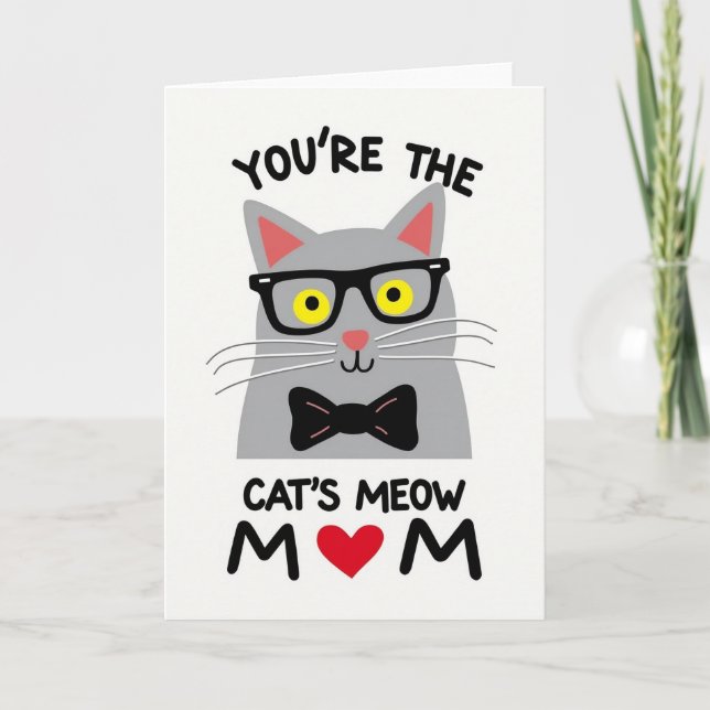 Cats Meow Moms Day Graphic Card (Front)