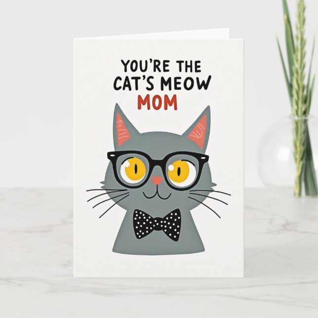 Cats Meow Moms Day Greeting Card (Front)