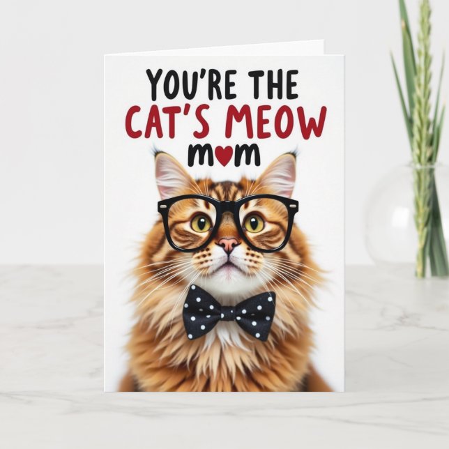 Cats Meow Moms Day Portrait Card (Front)
