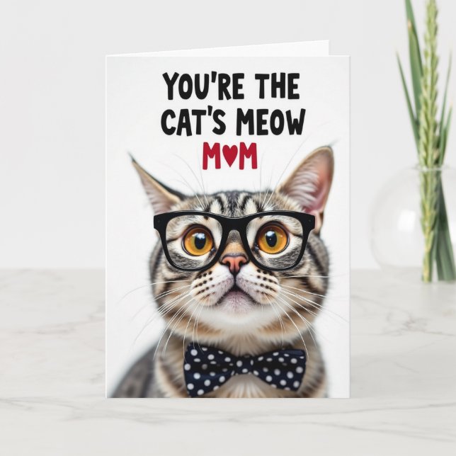 Cats Meow Moms Love Illustration Card (Front)