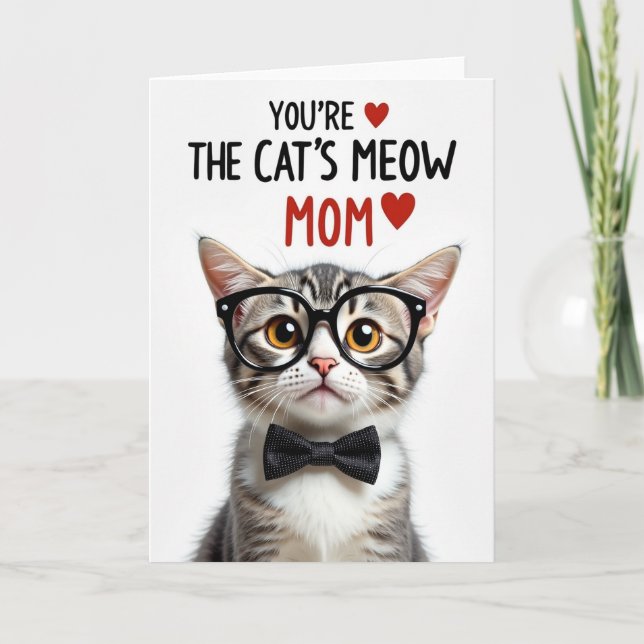 Cats Meow Mothers Day Cute Card (Front)