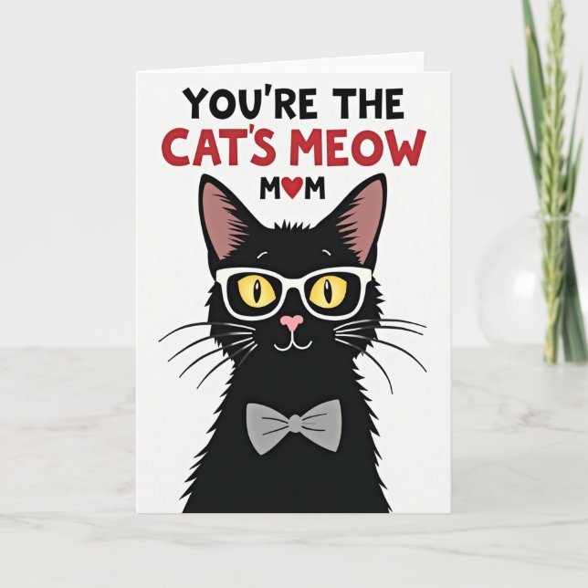 Cats Meow Mothers Day Heart Mom Card (Front)