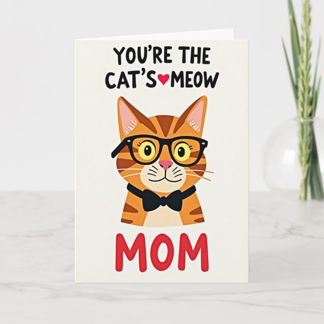 Cats Meow Mothers Day Illustration Card (Front)