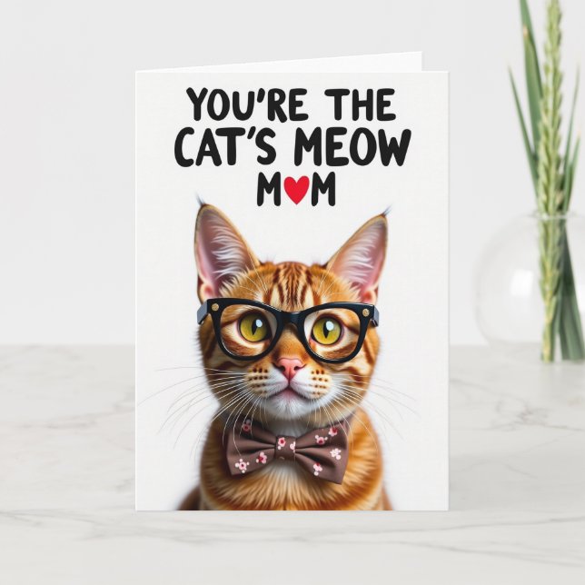 Cats Meow Mothers Day Portrait Card (Front)