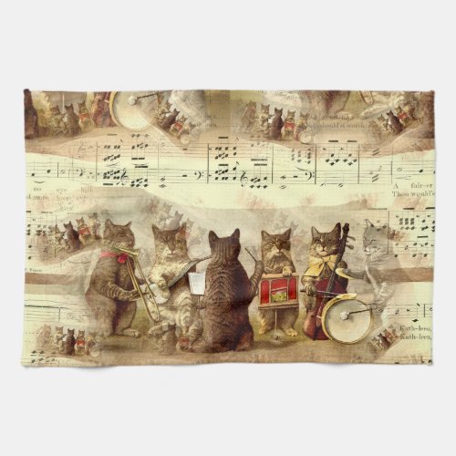Cats Meow Musical Band Sheet Music Kitchen Towel