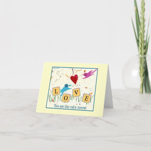 Cat's Meow Romantic greeting card (Front)