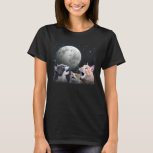 Cats Meowling At Moon Cat   Space Kitten Joke T-Shirt