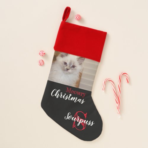 Cats Meowry Christmas Stocking with PhotoName _