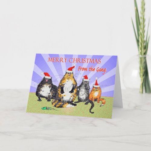 Cats merry Christmas from the gang humor Holiday Card