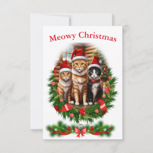 Cats Merry Christmas holidays Animals Invitation