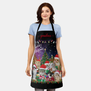 Cats Merry Christmas Light Apron