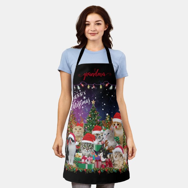 Cats Merry Christmas Light  Apron (Worn)
