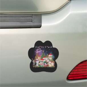 Cats Merry Christmas Light Car Magnet