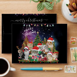 Cats Merry christmas Light Envelope