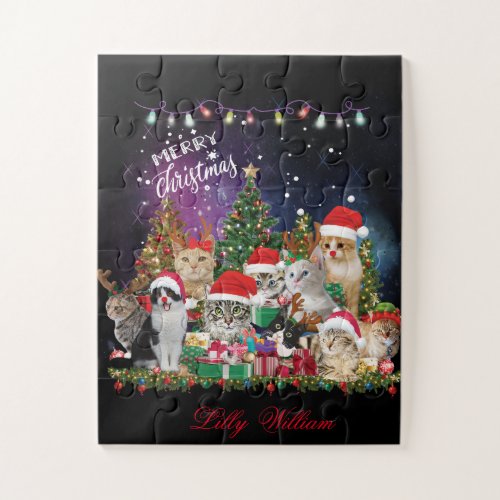Cats Merry Christmas Light  Jigsaw Puzzle