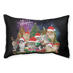 Cats Merry Christmas Light Pet Bed